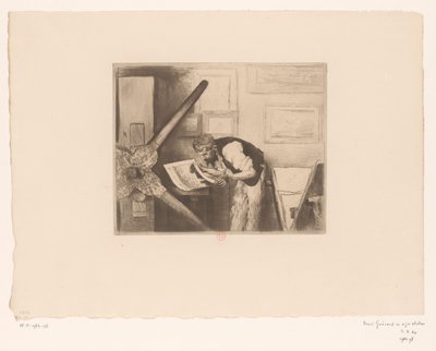 Portret van Henri Charles Guérard in zijn atelier door Norbert Goeneutte
