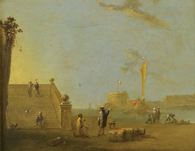 Havenscène in een Spaanse Haven door Norbert Joseph Carl Grund