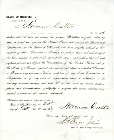 Loyaliteitseed van Norman Cutter uit Missouri, County of St. Louis door Norman Cutter