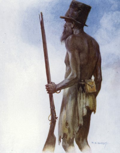 Oude kannibalenhoofdman die de kunstenaar ontmoette op het eiland Aoba, Nieuwe Hebriden door Norman Hardy