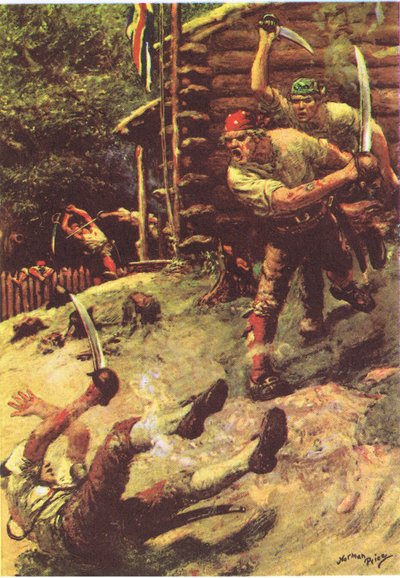 Ik struikelde en rolde voorover, uit Schateiland, uitgegeven door MacDonald 1947 door Norman Mills Price