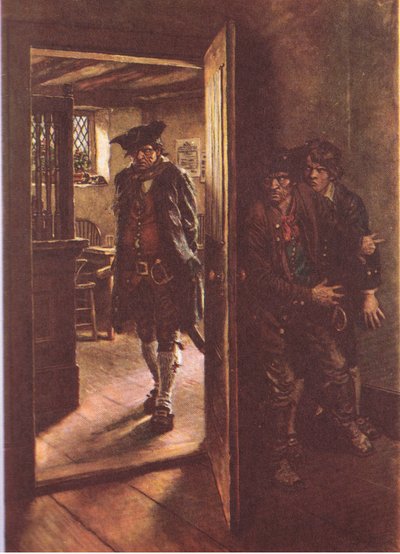 We waren allebei verborgen door de open deur, uit Schateiland gepubliceerd door MacDonald 1947 door Norman Mills Price