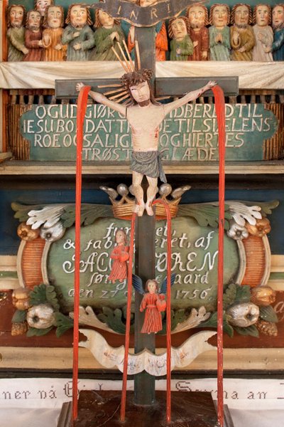 Christus aan het kruis, detail van het altaarstuk door Norwegian School