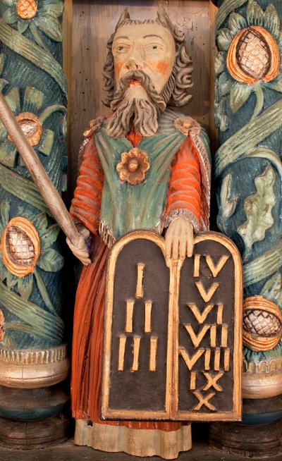 Mozes, detail van het altaarstuk door Norwegian School
