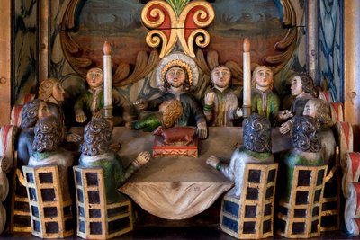 Het Laatste Avondmaal, detail van een altaarstuk, Mo I Rana kerk door Norwegian School