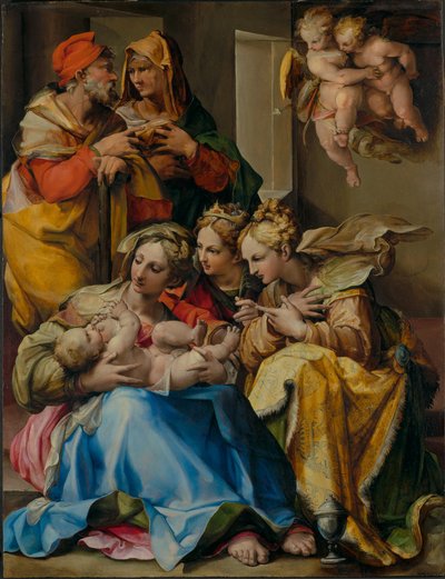 Heilige Familie met de heiligen Anna, Catharina van Alexandrië en Maria Magdalena door Nosadella