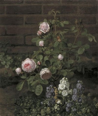 Een mosroosboom omringd door zomerbloemen door O.D. Ottesen