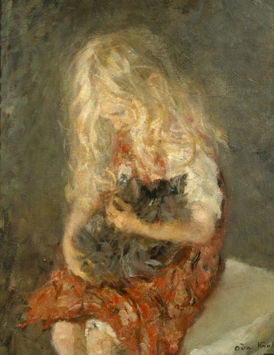 Meisje met kat door Oda Krohg
