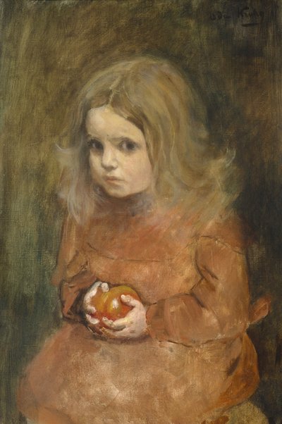 Klein meisje met appel door Oda Krohg