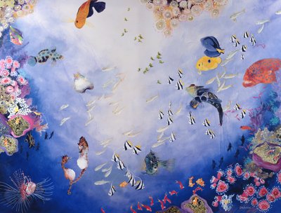 Onderwaterwereld IV (acrylverf op doek) door Odile Kidd