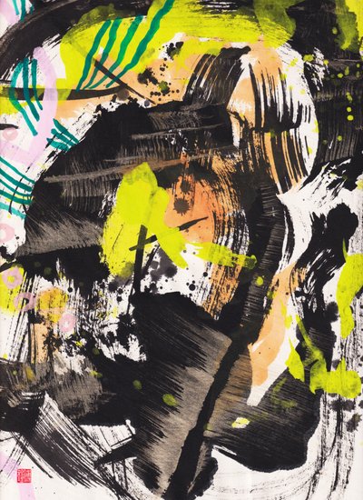 Zen Vuur en Wind Inkt Abstractie door Odilia W. Y. Fu