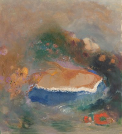 Ophelia met een Blauwe Kapmantel in het Water door Odilon Redon (signed by artist)
