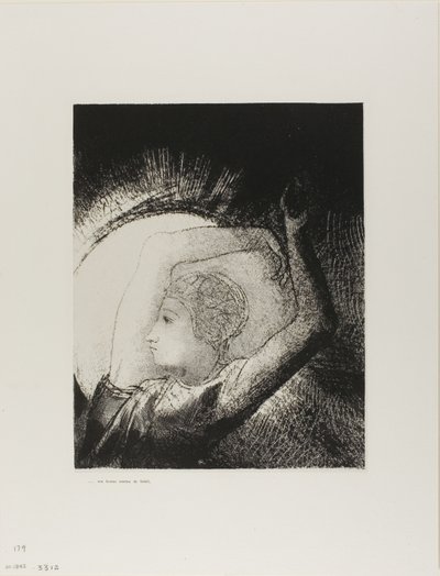 Een Vrouw Bekleed met de Zon, plaat 6 van 12 door Odilon Redon