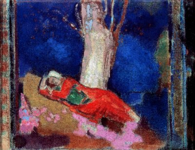 Een vrouw liggend onder de boom, 19e of begin 20e eeuw door Odilon Redon