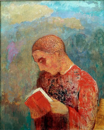 Elzas of, Monnik Lezend, ca. 1914 door Odilon Redon