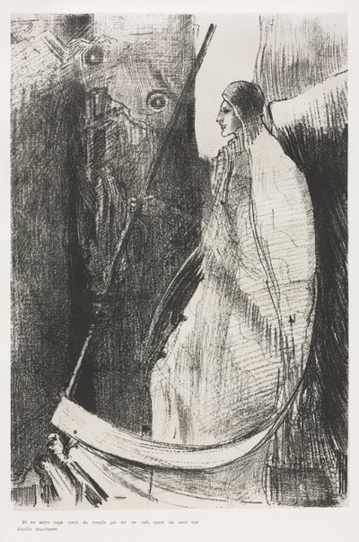 En Een Andere Engel Kwam uit de Tempel die in de Hemel is, en Hij Had ook een Scherp Sikkel door Odilon Redon
