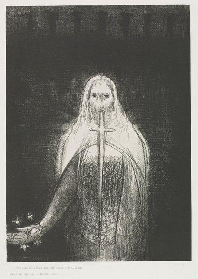 En Hij Had in Zijn Rechterhand Zeven Sterren; en Uit Zijn Mond Ging een Scherp Tweesnijdend Zwaard door Odilon Redon