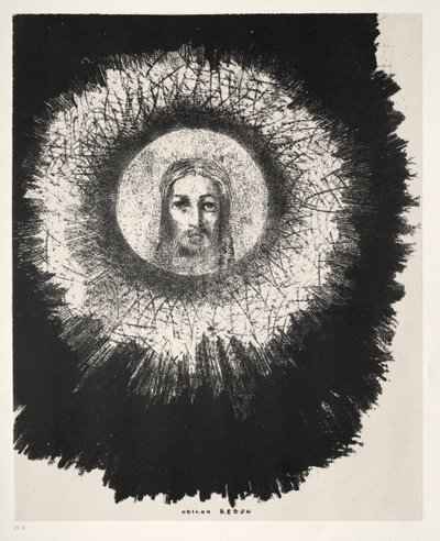 En in de Schijf van de Zon Schijnt het Gezicht van Jezus Christus door Odilon Redon