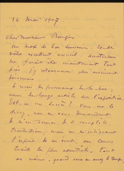 Brief aan Andries Bonger door Odilon Redon