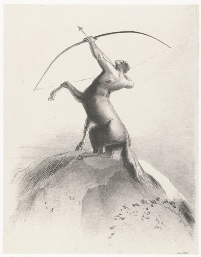 Centaur richt op de hemel door Odilon Redon