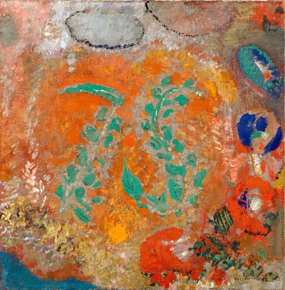 Compositie. Bloemen zonder vaas door Odilon Redon