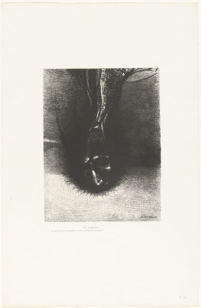 De Sciapoden: het hoofd zo laag mogelijk houden, dat is het geheim van geluk door Odilon Redon