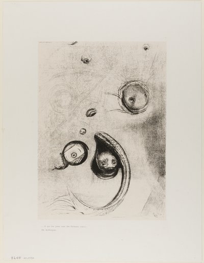 En dat ogen zonder hoofd dreven als weekdieren, plaat XIII van Tentation de St. Antoine door Odilon Redon