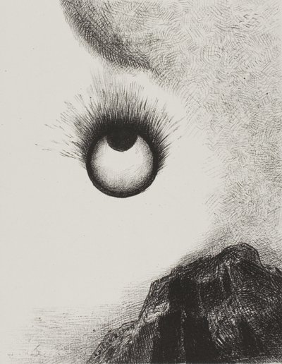 Overal zijn ogen in vuur en vlam, plaat 9 uit De Verleiding van Sint-Antonius (1e serie) door Odilon Redon
