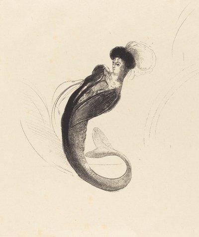 Vrouw met een gevederde hoed door Odilon Redon