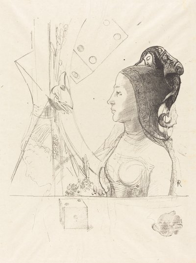 Profiel van een vrouw door Odilon Redon