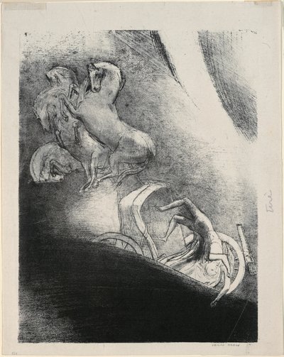 Hij valt hoofd eerst in de afgrond, plaat 17 van 24 door Odilon Redon