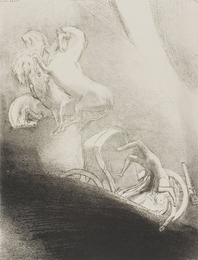 Hij valt hoofd eerst in de afgrond, plaat 17 van 24 door Odilon Redon