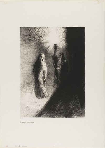 Hij Heft de Bronzen Urn, plaat 4 van 10 door Odilon Redon