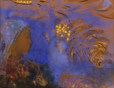 Hoofd van een vrouw door Odilon Redon
