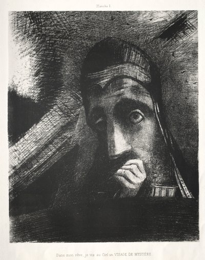Hulde aan Goya: In mijn droom zag ik in de lucht een gezicht van mysterie door Odilon Redon