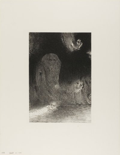 Ik heb soms in de lucht gezien wat leek op vormen van geesten, plaat 21 van 24 door Odilon Redon