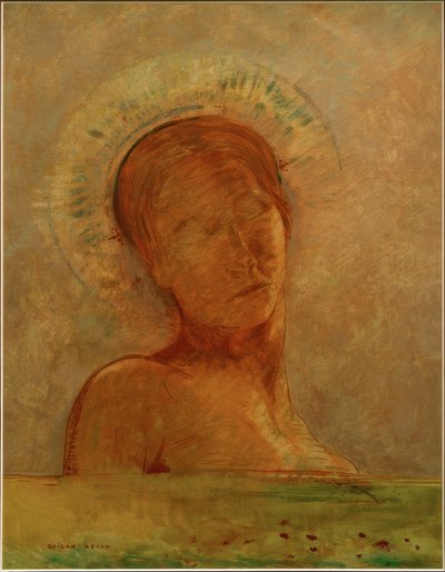 In de hemel (Gesloten ogen) door Odilon Redon