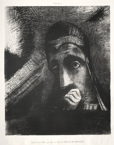 In Mijn Droom Zag Ik in de Lucht een Gezicht van Mysterie door Odilon Redon
