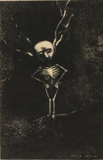 In het doolhof van takken verscheen de bleke figuur, plaat 2 van 7 door Odilon Redon