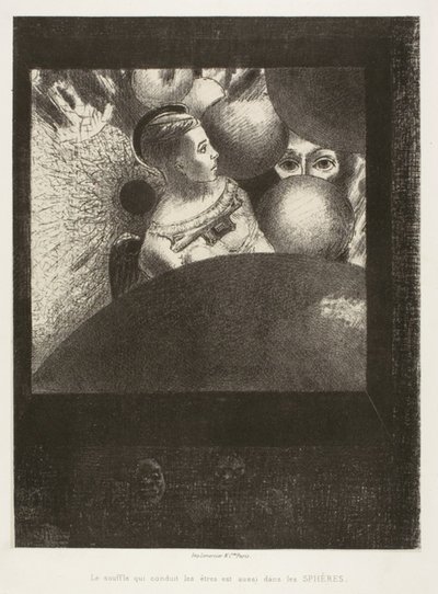 In de sferen (De adem die levende wezens leidt is ook in de sferen), plaat vijf uit Aan Edgar Poe door Odilon Redon