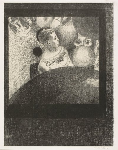 In de Sferen (De adem die levende wezens leidt is ook in de SFEREN), plaat 5 van 6 uit Aan Edgar Poe door Odilon Redon
