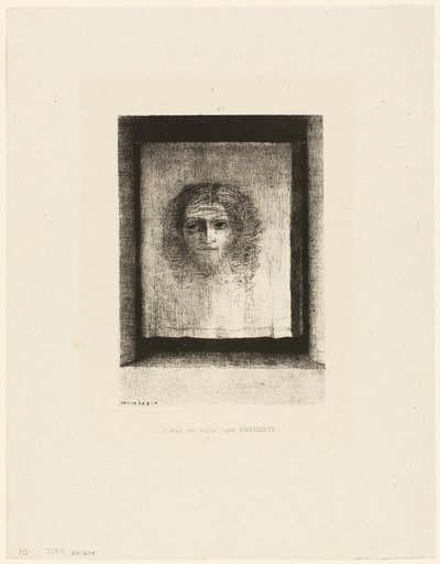 Het was een sluier, een afdruk, plaat 1 van 6 door Odilon Redon