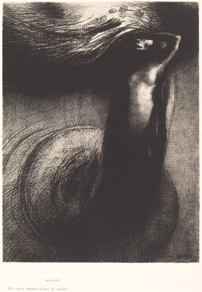 La Mort: Mon ironie depasse toutes les autres! (De Dood: Mijn ijzer overtreft alle anderen!) door Odilon Redon