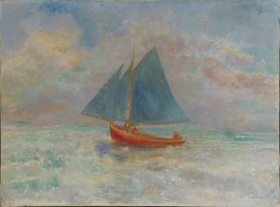Le Bateau rouge De Rode Boot, c. 1910 door Odilon Redon