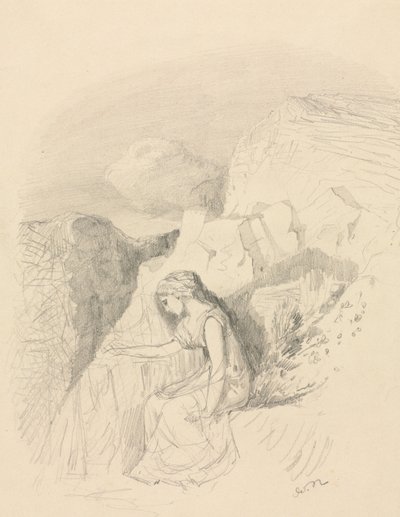 Melancholie, ca. 1868 door Odilon Redon