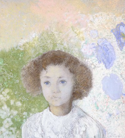 Portret van Genevieve de Gonet als kind door Odilon Redon