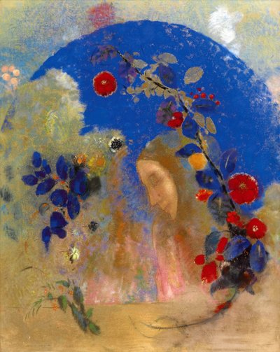 Profiel onder een boog door Odilon Redon