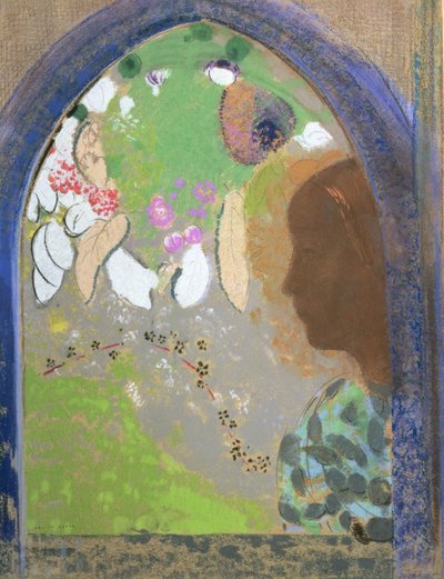 Profiel van een Vrouw bij een Raam, ca. 1912 door Odilon Redon