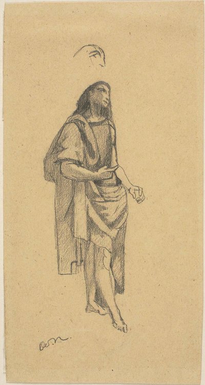 Sint Johannes de Doper, met schets van hoofd door Odilon Redon