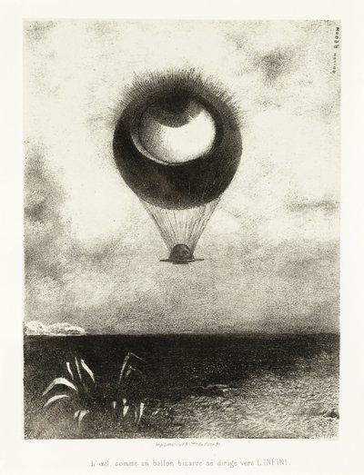 Serie illustraties voor Edgar Poe: Het oog, als een vreemde ballon, stijgt naar de oneindigheid door Odilon Redon